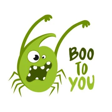 Boo to you - Hand drawn vector illustration. Halloween color poster. Stock Illustration