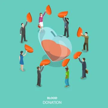 Bood donation flat isometric vector concept. Stock Illustration