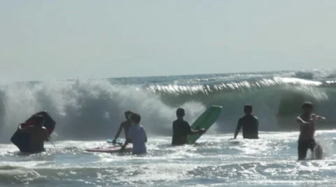 BOOGIE BOARDERS Stock Footage 8609859
