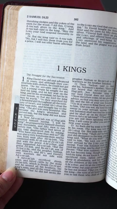 Book of 1 Kings of the Old Testament in the Holy Bible. Stock Footage 337865560