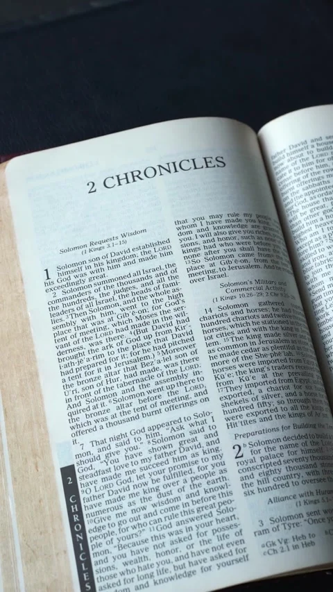 Book of 2 Chronicles of the Old Testament in the Holy Bible. Stock Footage 340319708