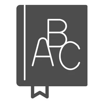 Book with ABC, textbook, dictionary, alphabet solid icon, education concept 스톡 일러스트