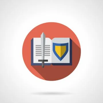 Book about knighthood flat round vector icon Stock Illustration