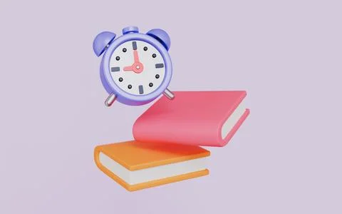 Book and alarm clock, back to school college, Supply and elements Stock Illustration