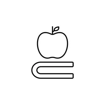 Book and apple icon. Element of knowledge for mobile concept and web apps. Thin Stock Illustration