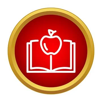 Book and apple icon symbolizing education and knowledge 스톡 일러스트