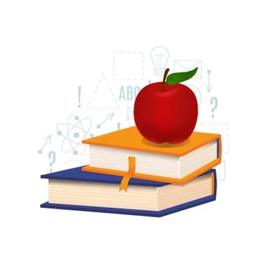 Book and apple vector illustration. Stock Illustration