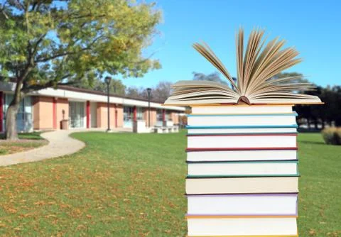 Book and campus Stock Photos