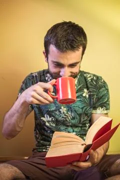 Book and coffee time Stock Photos