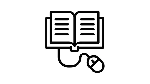 Book and computer mouse icon animation Stock Footage 153080445