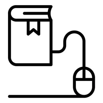 Book and computer mouse icon, outline style Stock Illustration