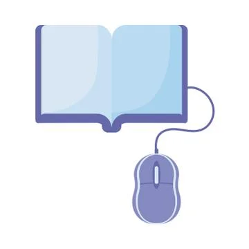 Book and computer mouse, online education, training or learning Stock Illustration