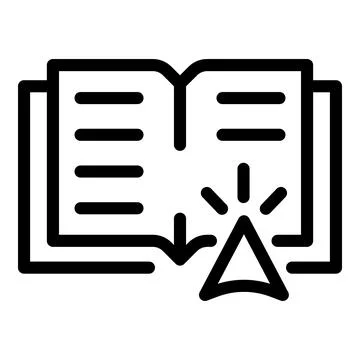 Book and cursor icon, outline style Stock Illustration