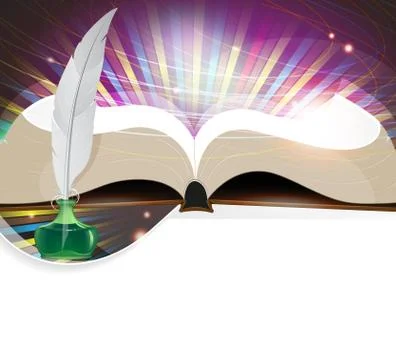 Book and feather Stock Illustration