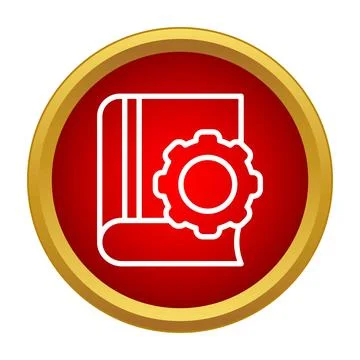 Book and gear icon representing technical settings or manual Stock Illustration