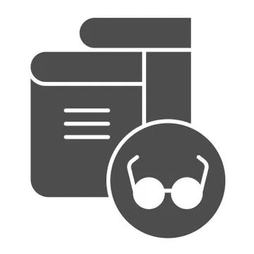 Book and glasses solid icon. Read vector illustration isolated on white. Book Stockillustratie
