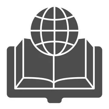 Book and globe solid icon, education concept, globe earth planet and books sign イラスト素材