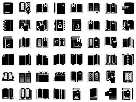 Book and Notebook vector solid icon set Illustrazione stock