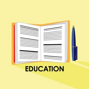 Book and pen isolated vector Illustrazione stock