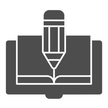 Book and pencil solid icon. Book edit vector illustration isolated on white 스톡 일러스트
