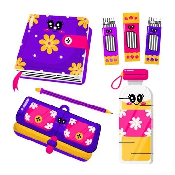 Book and pencilcase vector element Stock Illustration