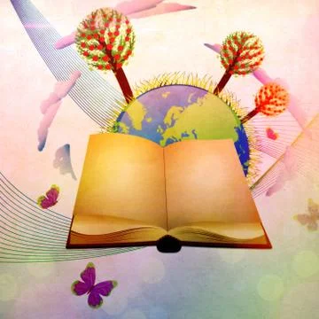 Book and planet Иллюстрация