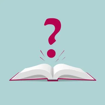 Book and question mark. Isolated on blue background. Stock Illustration