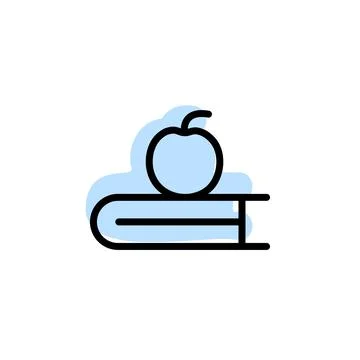 Book, apple with color shadow vector icon in book set Stock Illustration