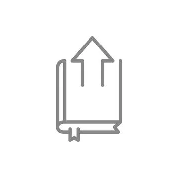 Book with up arrow line icon. Loading, e-book symbol Stock Illustration