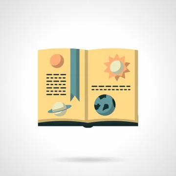 Book on astronomy flat color vector icon Illustrazione stock