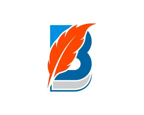 Book with B letter initial and feather inside Stock Illustration