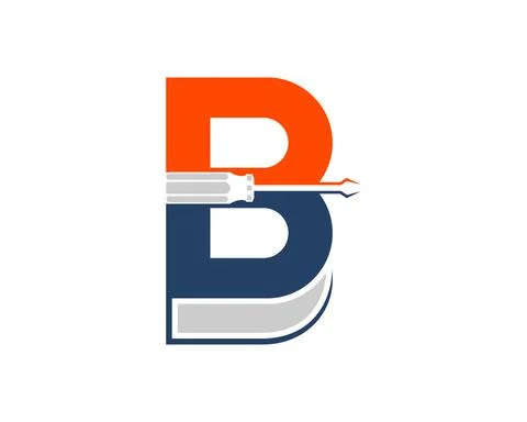 Book with B letter initial and repair screwdriver inside Illustrazione stock