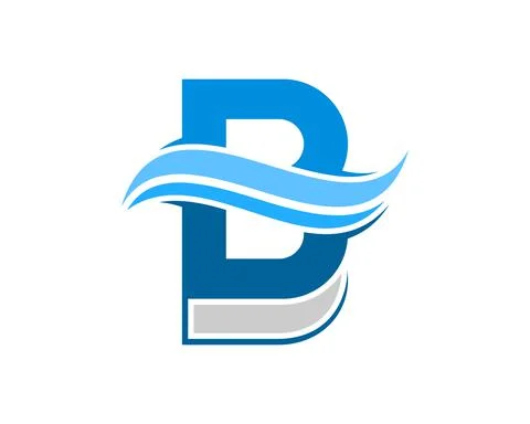 Book with B letter initial and beach wave inside Stock Illustration