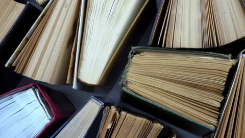 Book background. Old books in the library. Bookshelf shop. Bookish bookstore, bo Stock Footage 149003663
