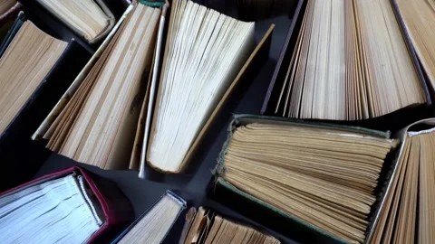Book background. Old books in the library. Bookshelf shop. Bookish bookstore, bo Stock Footage 163958928