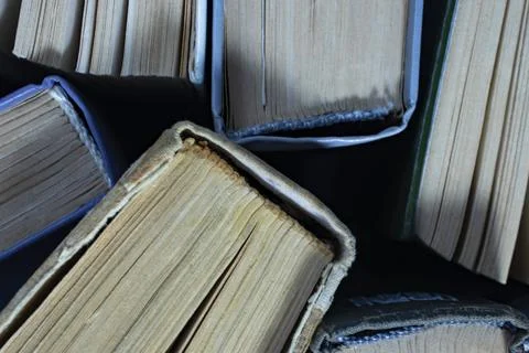 Book background for wisdom, science and education. Old books. Stock Photos
