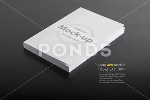 Book with blank cover on black background mock-up series PSD Template