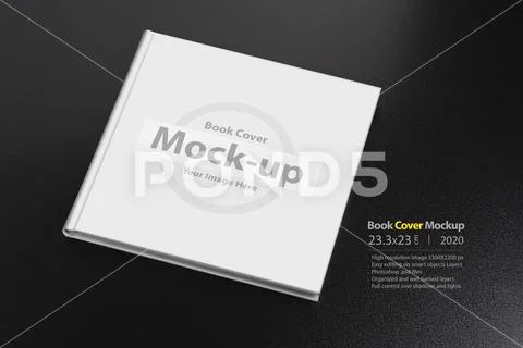 Book with blank cover on dark glossy table  mock-up series PSD Template