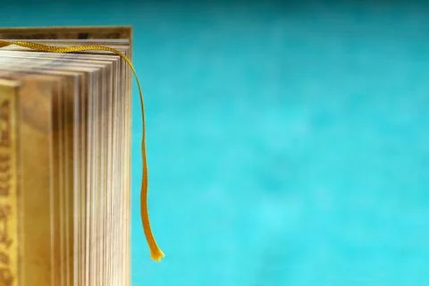 Book on a blue background. Back to school. Copy space Stock Photos