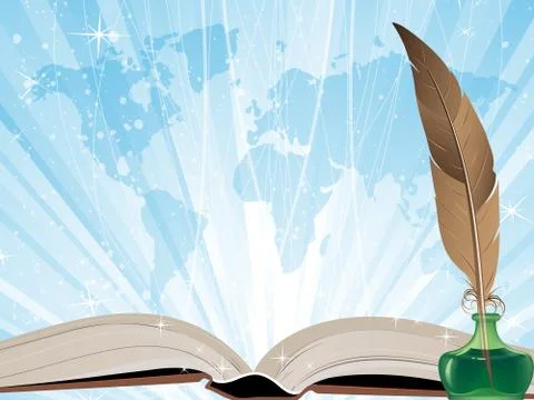 Book on a blue shining background Stock Illustration