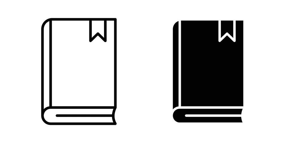 Book bookmark icon. Outline, flat icons Stock Illustration
