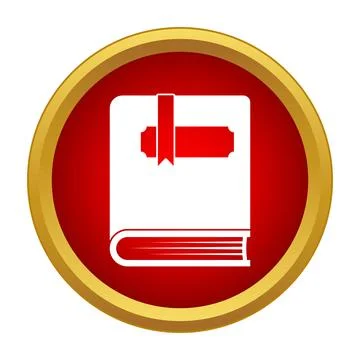 Book with bookmark icon in red circle Stock Illustration