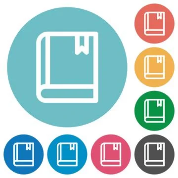 Book with bookmark outline flat round icons 库存插图