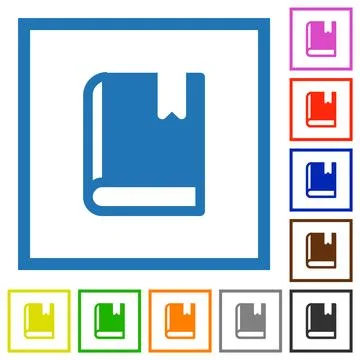 Book with bookmark solid flat framed icons Illustrazione stock