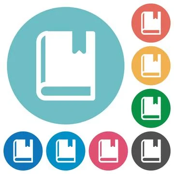 Book with bookmark solid flat round icons Stock Illustration