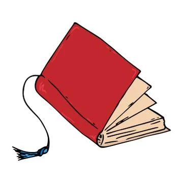 Book with a bookmark. Vector icon of a book, textbook with a bookmark. Hand d Stock Illustration