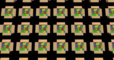 Book Boxes publishing delivery top view Stock Footage 237460299