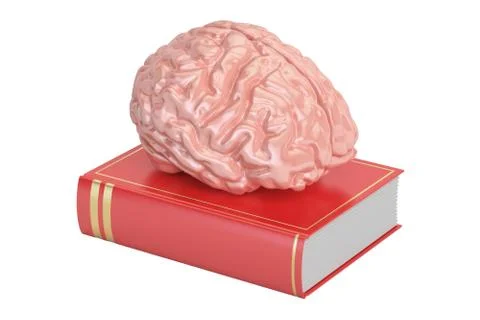 Book with brain, knowledge concept. 3D rendering Stock Illustration