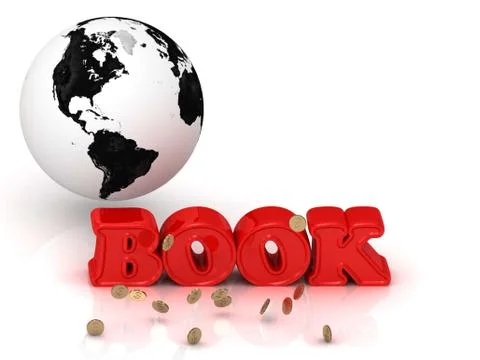 BOOK bright color letters, black and white Earth on a white background Stock Illustration