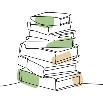 Book bundle one line. School textbooks sketch. Outline vector illustration イラスト素材